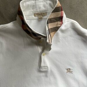 Burberry White Polo with Signature Check Collar (like new)